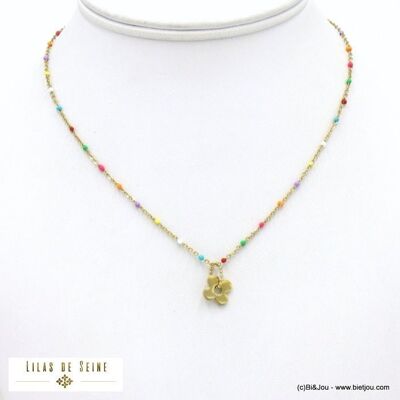 Kleeblatt-Edelstahl-Halskette aus Epoxidharz für Damen 0122112