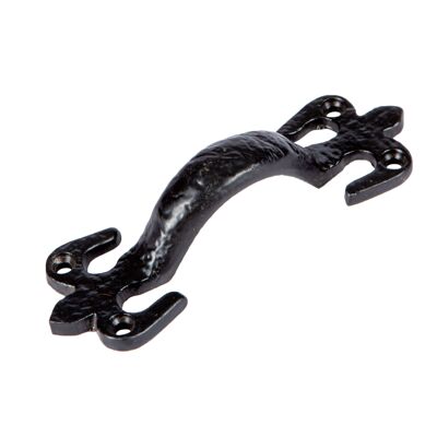 105mm Black Rustic Fleur De Lis Door Handle - By Hammer & Tongs