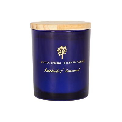 130g Patchouli & Rosewood Soy Wax Scented Candle - by Nicola Spring