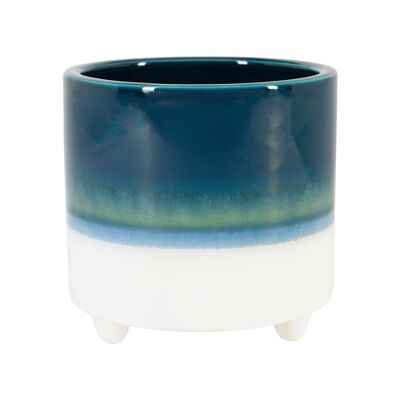 14cm Reactive Glaze Footed Plant Pot - by Nicola Spring