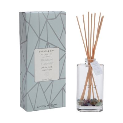 Bramble Bay Diffuseur de roseaux parfumés avec infusions de cristal de fluorite arc-en-ciel de 150 ml