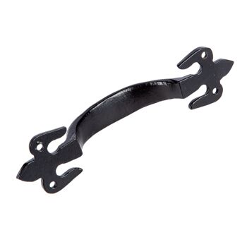 Poignée de porte rustique noire en forme de fleur de lys de 150 mm – Par Hammer & Tongs 4