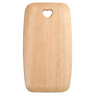 15cm x 27.5cm Colonial Home Rectangle Wooden Chopping Board with Heart Cut Out - Brown - By T&G