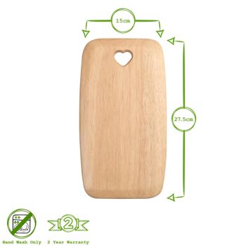 15 cm x 27.Planche à découper rectangulaire en bois de 5 cm avec découpe en forme de cœur - Marron - Par T&G 5