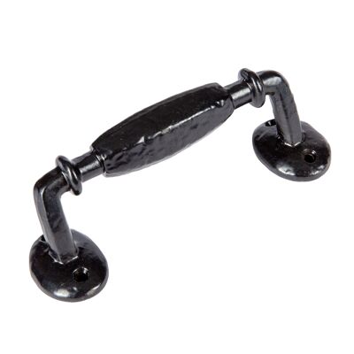 160mm Black Offset Wrought Iron Door Handle - By Hammer & Tongs