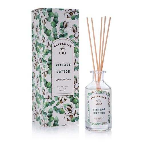 180ml Vintage Cotton Australian Linen Scented Reed Diffuser - By Bramble Bay