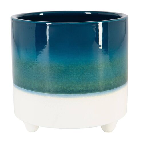 18cm Reactive Glaze Footed Plant Pot - by Nicola Spring