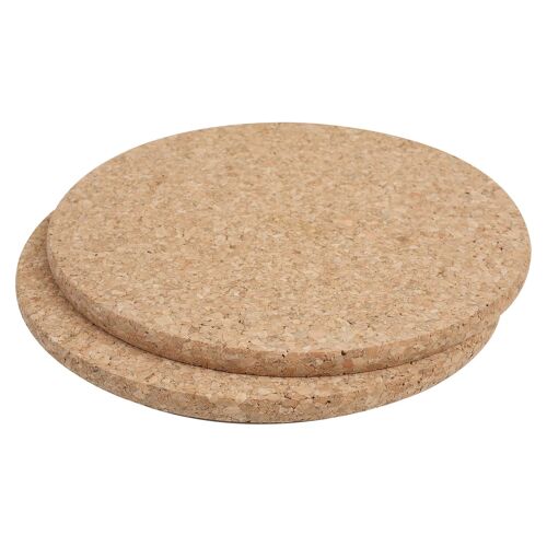 19.5cm FSC Round Cork Pot Stands - Brown - Pack of 2 - By T&G