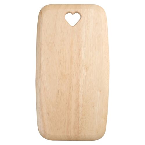19cm x 35cm Colonial Home Rectangle Wooden Chopping Board with Heart Cut Out - Brown - By T&G