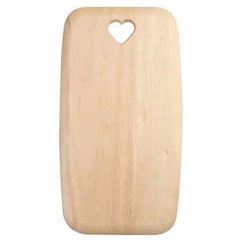 Planche à découper rectangulaire en bois avec cœur découpé 19 cm x 35 cm - Marron - Par T&G 1