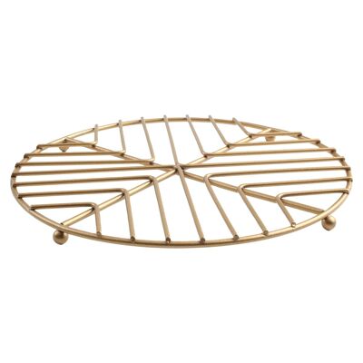22cm Deco Round Metal Wire Trivet - Gold - By T&G