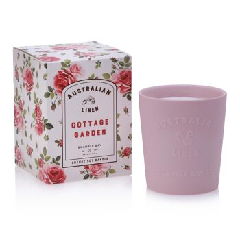 Bougie parfumée à la cire de soja en lin australien Cottage Garden de 250 g - Par Bramble Bay 1