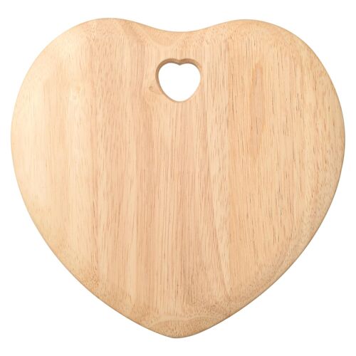 25cm x 23.5cm Colonial Home Heart Wooden Chopping Board with Heart Cut Out - Brown - By T&G