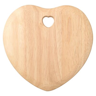 25cm x 23.5cm Colonial Home Heart Wooden Chopping Board with Heart Cut Out - Brown - By T&G