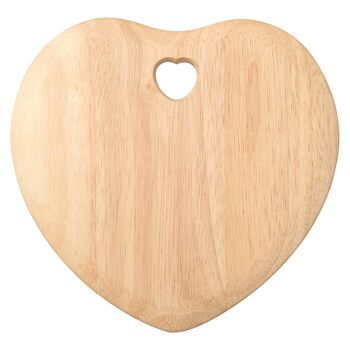 25 cm x 23.Planche à découper en bois en forme de cœur de 5 cm avec découpe en forme de cœur - Marron - Par T&G 1