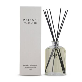 Diffuseur à roseaux parfumé Lotus et camélia 275 ml - Par Moss St. Fragrances 1