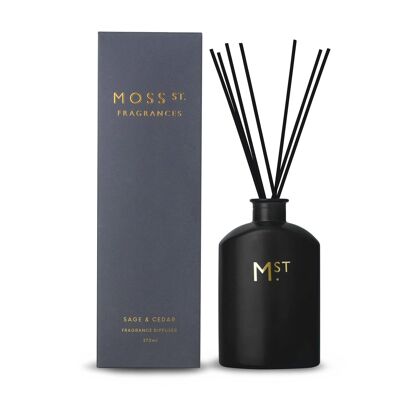Difusor de varillas perfumadas de salvia y cedro de 275 ml - De Moss St. Fragrances