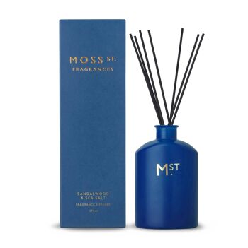 Diffuseur à roseaux parfumé au bois de santal et au sel de mer 275 ml - Par Moss St. Fragrances 1