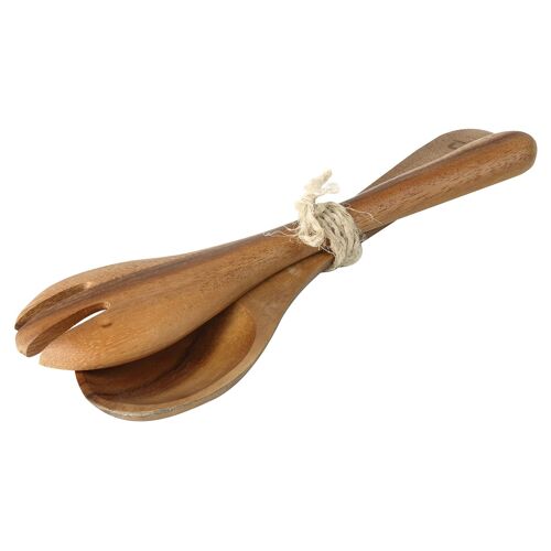 28cm Tuscany Wooden Salad Servers - Brown - By T&G