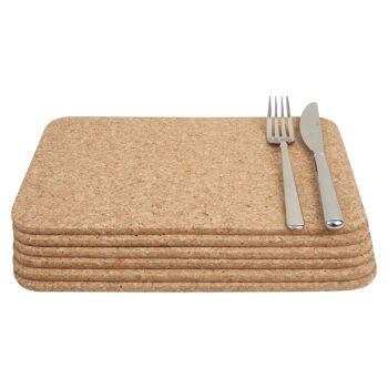 28 cm x 20.Sets de table rectangulaires en liège FSC de 5 cm - Marron - Paquet de 6 - Par T&G 1