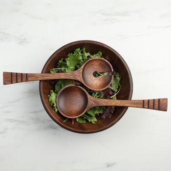 Couverts à salade en bois Deco 29 cm - Marron - By T&G 2
