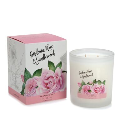 Vela perfumada de cera de soja para baño y cuerpo de Gardenia, rosa y sándalo de 300 g - Por Bramble Bay