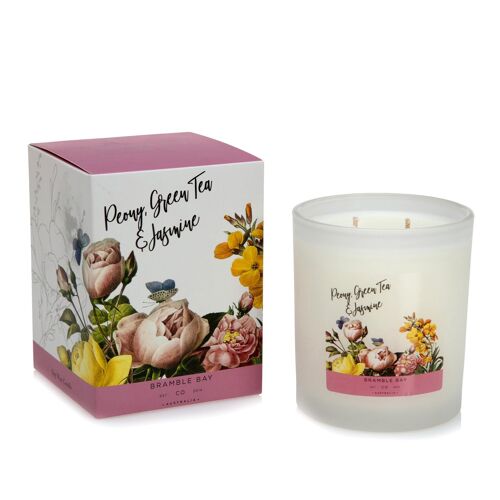 300g Peony, Green Tea & Jasmine Bath & Body Soy Wax Scented Candle - By Bramble Bay