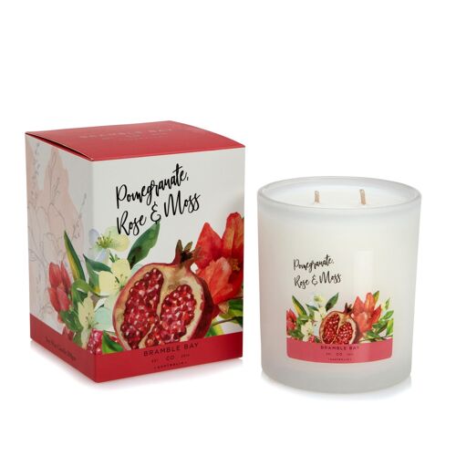 300g Pomegranate, Rose & Moss Bath & Body Soy Wax Scented Candle - By Bramble Bay