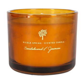 Bougie parfumée à la cire de soja au bois de santal et au jasmin 300 g - Par Nicola Spring 1