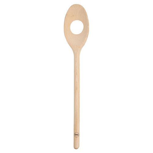 30cm FSC Beech Wooden Stirrer Spoon with Hole - Brown - By T&G