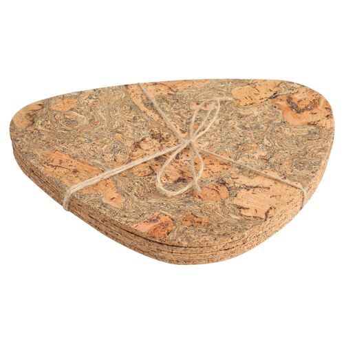 31cm x 25cm Ocean Pebble Cork Placemats with Rustic Tie - Brown - Pack of 4  - By T&G