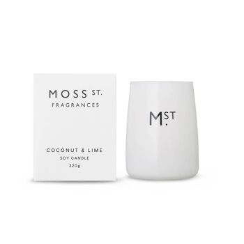 Bougie parfumée à la cire de soja à la noix de coco et au citron vert 320 ml - Par Moss St. Fragrances 1