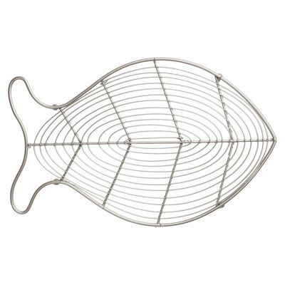 Salvamanteles de alambre de metal Ocean Fish de 32 cm x 20,5 cm - Gris - de T&G