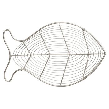 32cm x 20.5cm Dessous de plat en fil métallique Ocean Fish - Gris - Par T&G 1