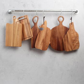 Planche de service ronde en bois de Sienne de Toscane de 33 cm x 45 cm - Marron - Par T&G 3