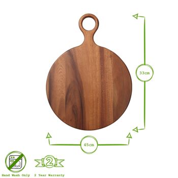 Planche de service ronde en bois de Sienne de Toscane de 33 cm x 45 cm - Marron - Par T&G 6