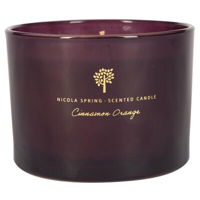 Bougie parfumée à la cire de soja à double mèche, cannelle et orange, 350 g - par Nicola Spring