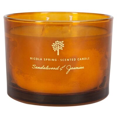 350g Double Wick Sandalwood & Jasmine Soy Wax Scented Candle - by Nicola Spring