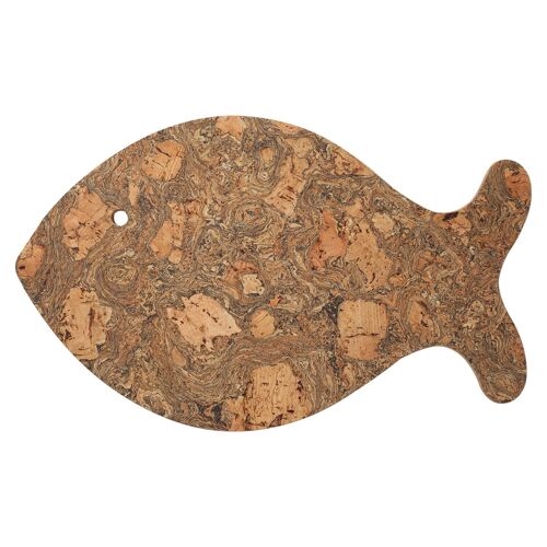 36.5cm x 22.5cm Ocean Fish Cork Pot Stand - Brown - By T&G