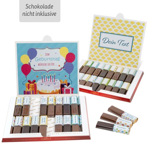 Happy Birthday | zum Geburtstag | Aufkleber Set für Merci Schokolade | für 2 persönliche Geschenke