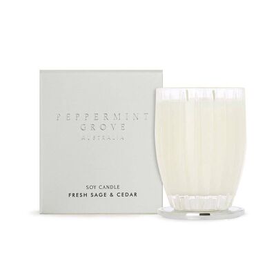370ml Fresh Sage & Cedar Soy Wax Scented Candle - By Peppermint Grove