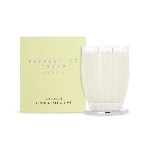 370ml Lemongrass & Lime Soy Wax Scented Candle - By Peppermint Grove