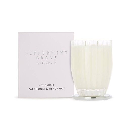 370ml Patchouli & Bergamot Soy Wax Scented Candle - By Peppermint Grove
