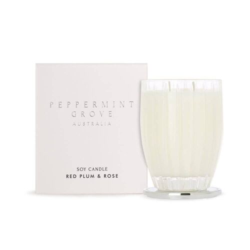 370ml Red Plum & Rose Soy Wax Scented Candle - By Peppermint Grove