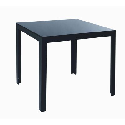 4-Sitzer-Mamba-Esstisch, quadratisch, Metall, Glasplatte, 80 x 80 cm
