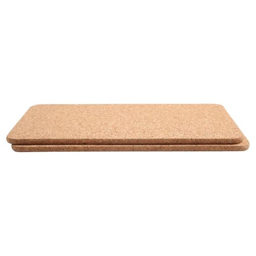40cm x 20cm FSC Rectangle Cork Pot Stands - Brown - Pack of 2 - By T&G