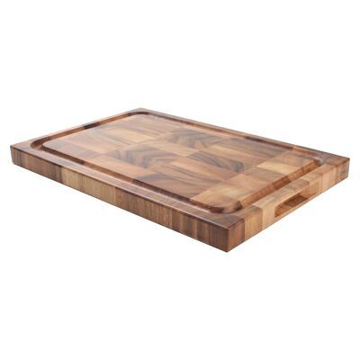 42cm x 28cm Tuscany Dual Purpose Rectangular Wooden End Grain Board With Groove - Brown - By T&G
