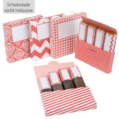 5 pequeños obsequios de agradecimiento | Juego de pegatinas con 5 mini cajas | para 5 regalos personalizados | rojo coral