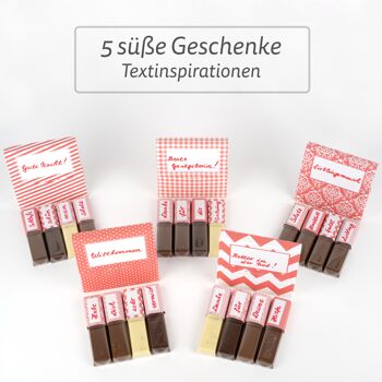 5 petits cadeaux de remerciement | Set d'autocollants avec 5 mini-boîtes | pour 5 cadeaux personnalisés | Rouge corail 3