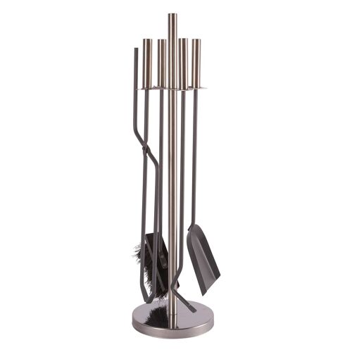 5pc Silver 'Petworth' Fireside Companion Set - By Hammer & Tongs